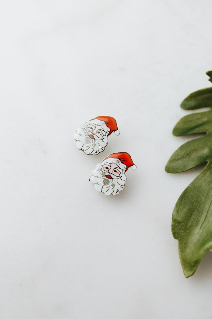 Santa Clause Face Light Up Earring