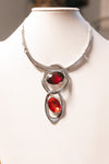 Intertwined Circles with Oval Stone Necklace