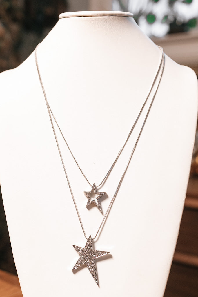 Multi Rhinestone Abstract Star Necklace