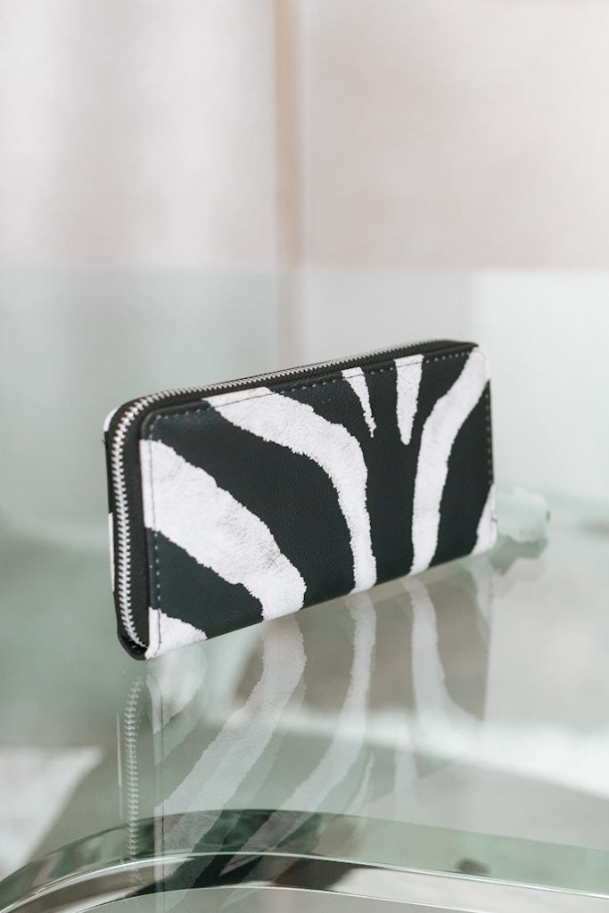 Zebra Strip Zip Around Wallet