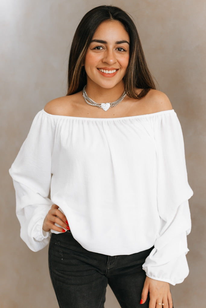 Off The Shoulder Ruffle Sleeve Blouse