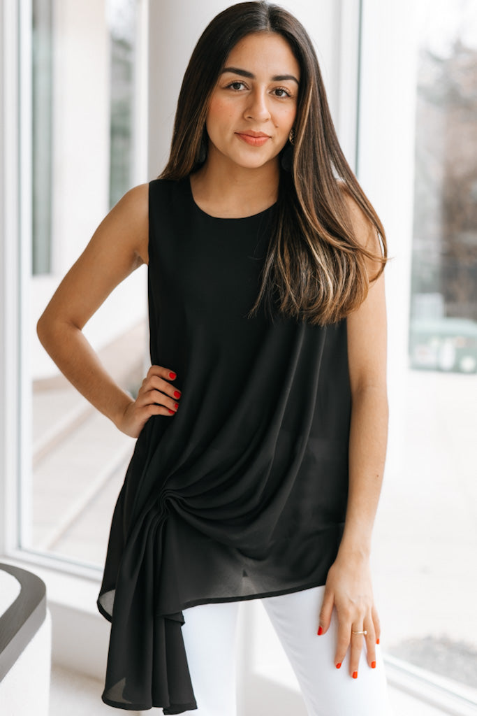 Ruched Tail Sleeveless Top