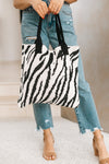 Zebra Knit Tote Bag