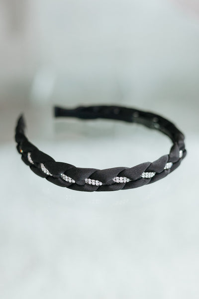 Satin Braid Rhinestone Strip Headband