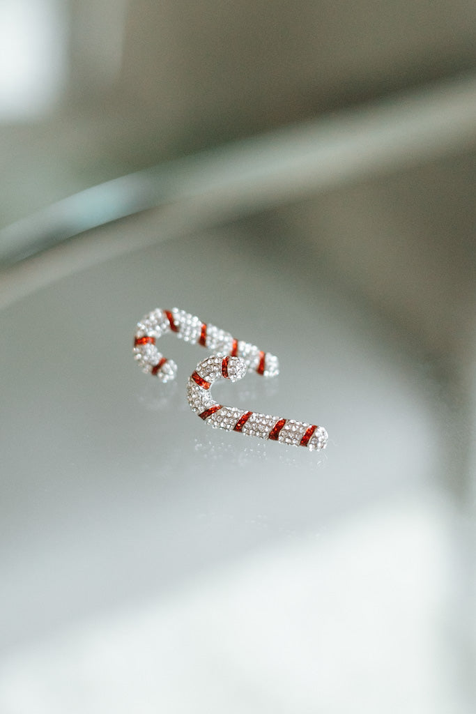 Rhinestone Candy Cane Stud