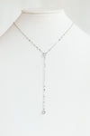 Double Round Bezel Drop Dangle Necklace