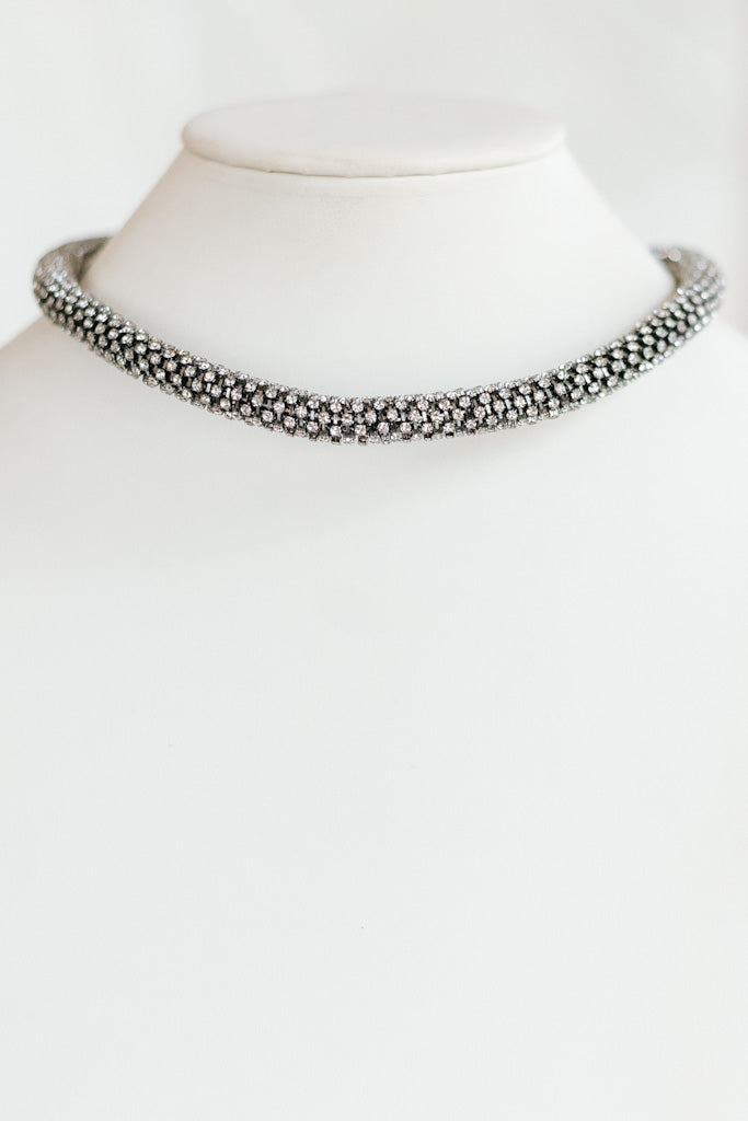 Thick Rhinestone Mesh Necklace Strand