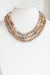 Half Leather 3 Row Marble Bead Necklace