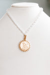 Coin Pendant & Baroque Pearl Toggle Necklace Set