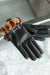 Faux Leather & Fur Trim Gloves