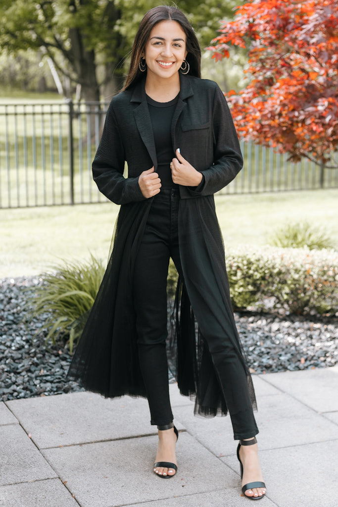 Collared Tulle Duster