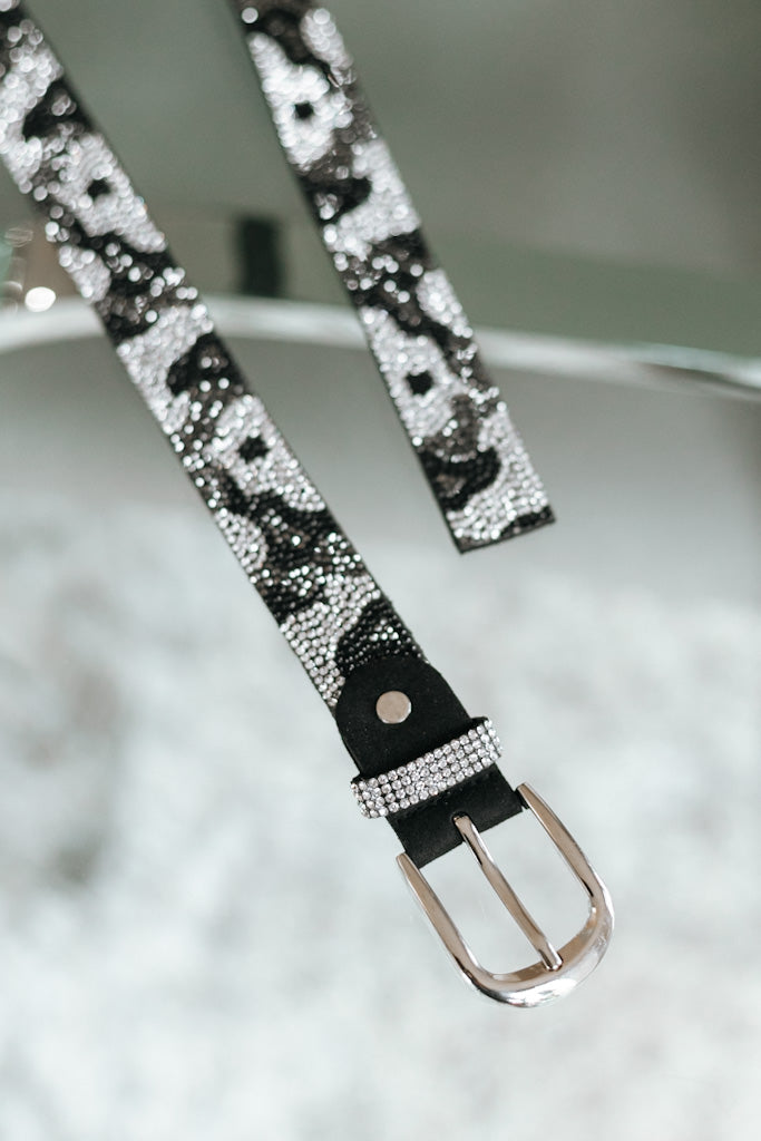 Rhinestone Camo Leopard Belt