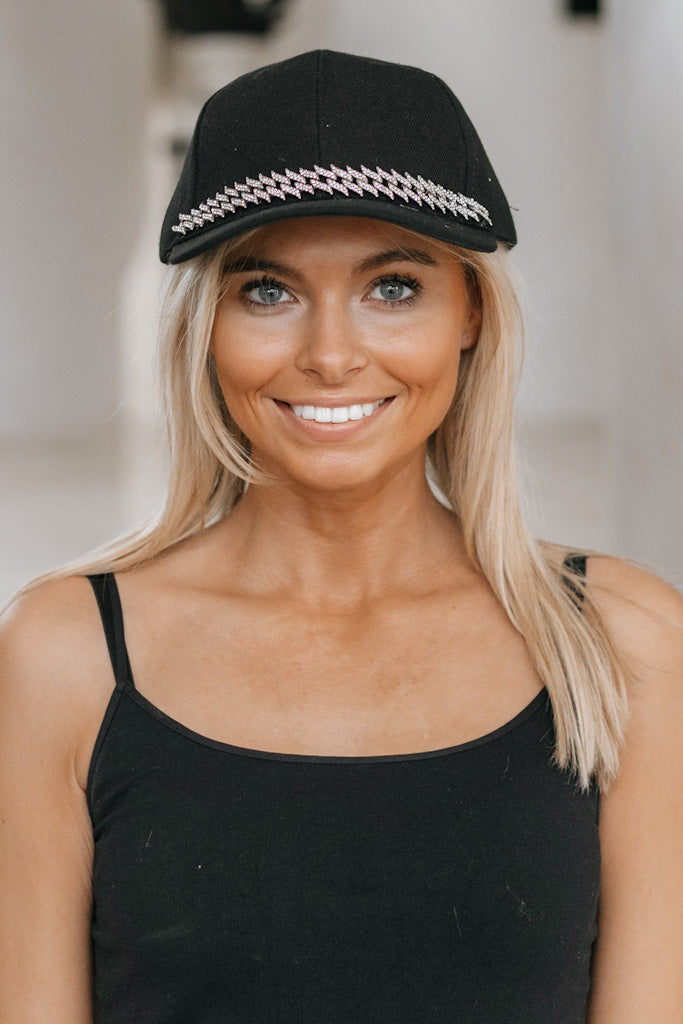 Wavy Pointed Rhinestone Band Baseball Hat