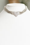 Three Chain Link Rhinestone Heart Choker