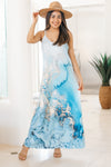 Marble Print V-Neck Cami Dress