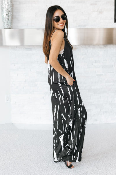 Abstract Wide Leg Cami Jumpsuit