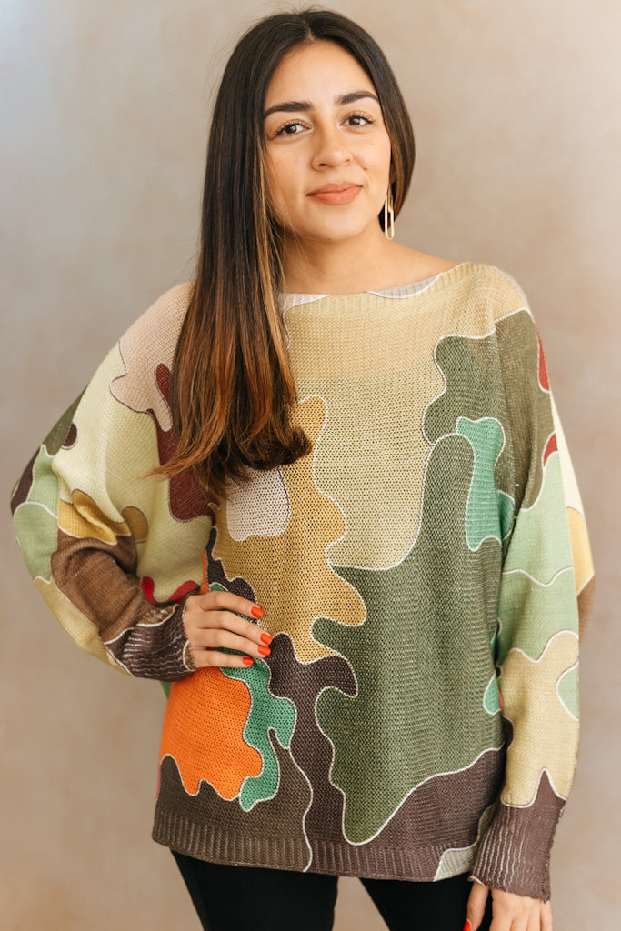 Camo Style Printed Italian Sweater