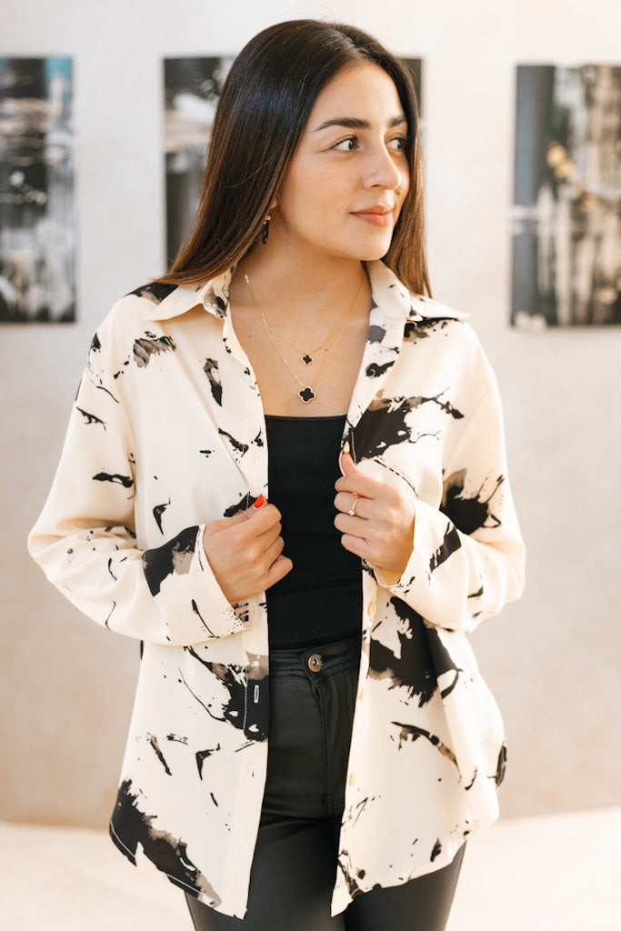 Abstract Print Simple Button Up