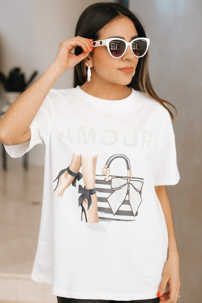 AMOUR T Shirt with Shoes and Bag