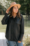 Faux Leather Button Down Shacket