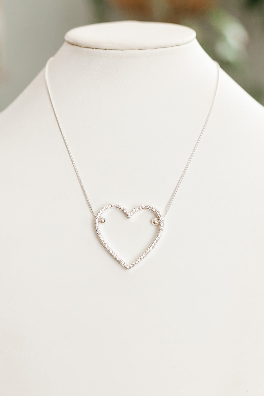 Rhinestone Open Heart Necklace