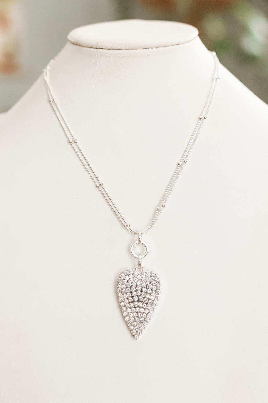 Double Ball Chain Heart Necklace
