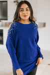 Cold Shoulder Embellished Sweater