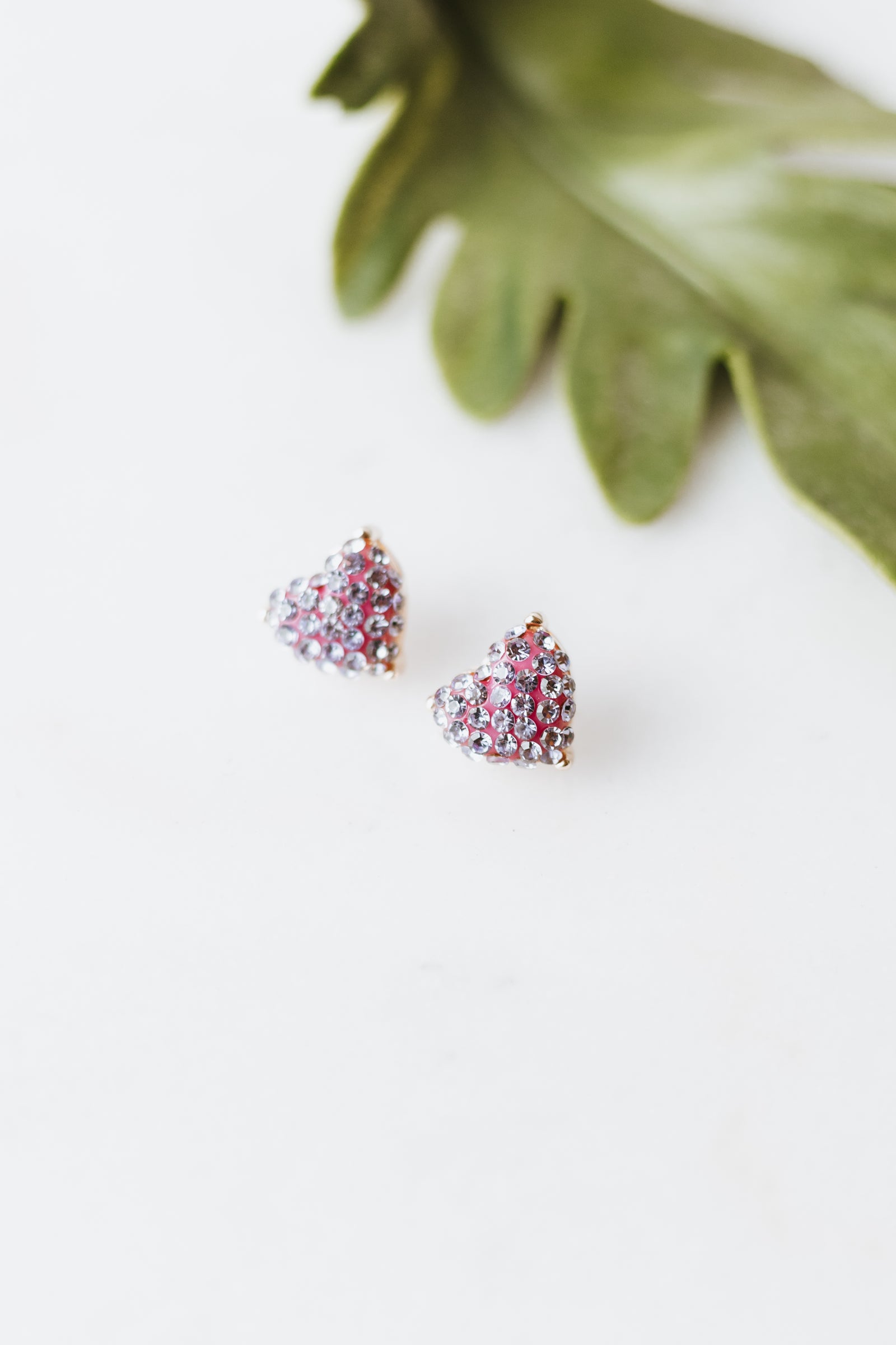 Pave Heart Shaped Stud Earrings