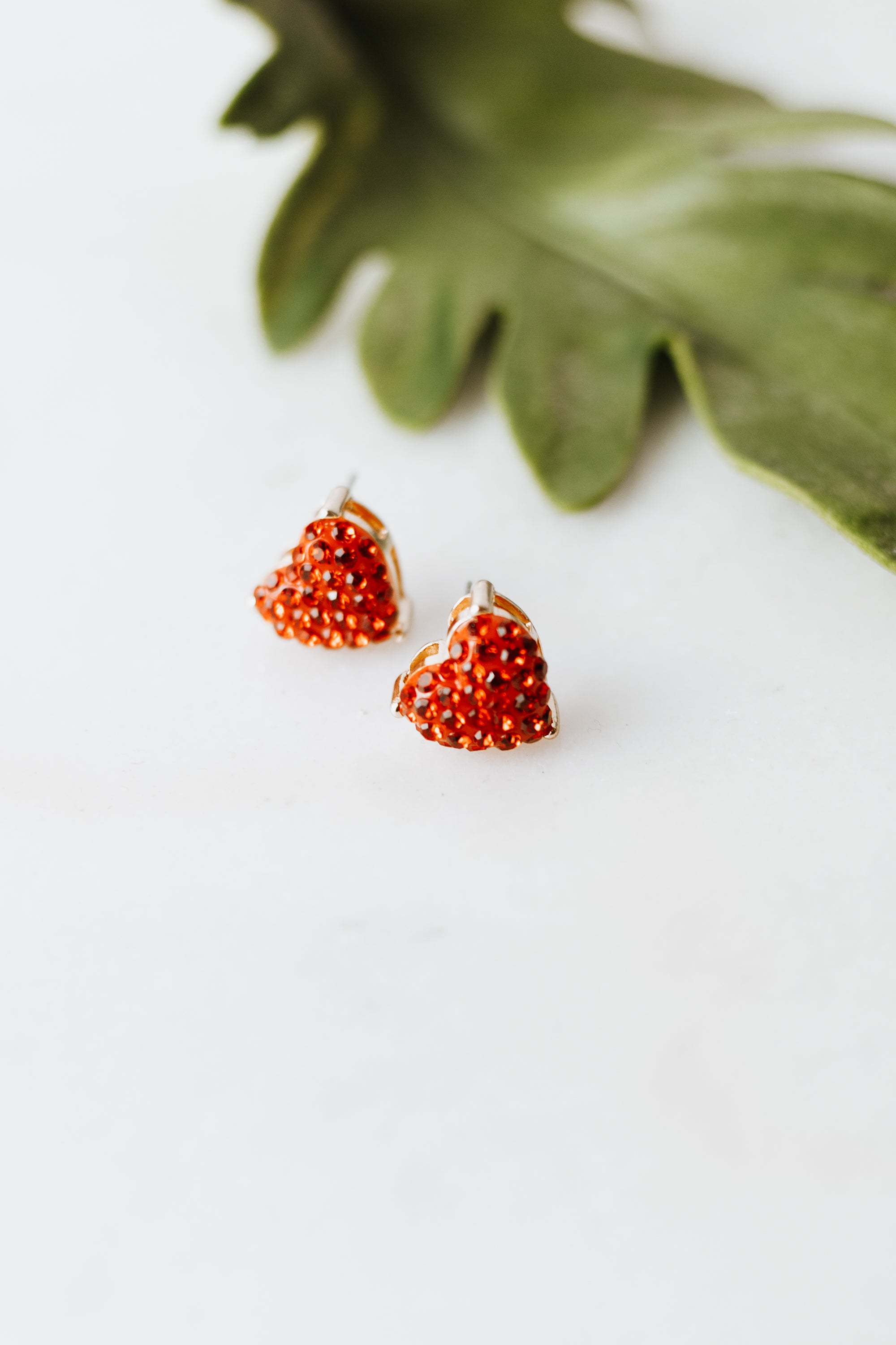 Pave Heart Shaped Stud Earrings