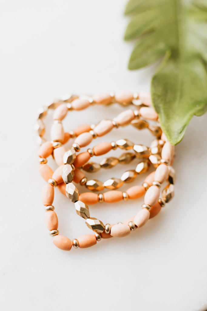 5 Layer Wooden Bead Stretch Bracelet