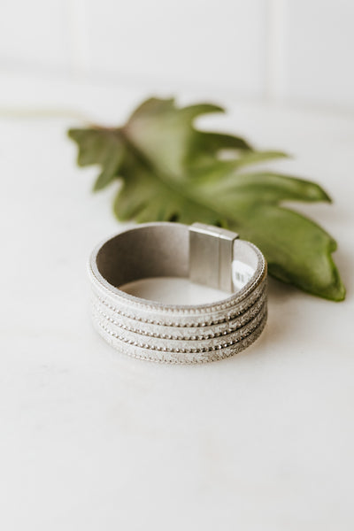 Metallic 3 Row Magnetic Cuff Bracelet