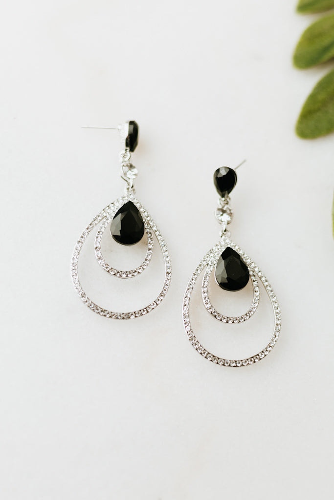 Teardrop Stone Two Open Loop Bottom Earring