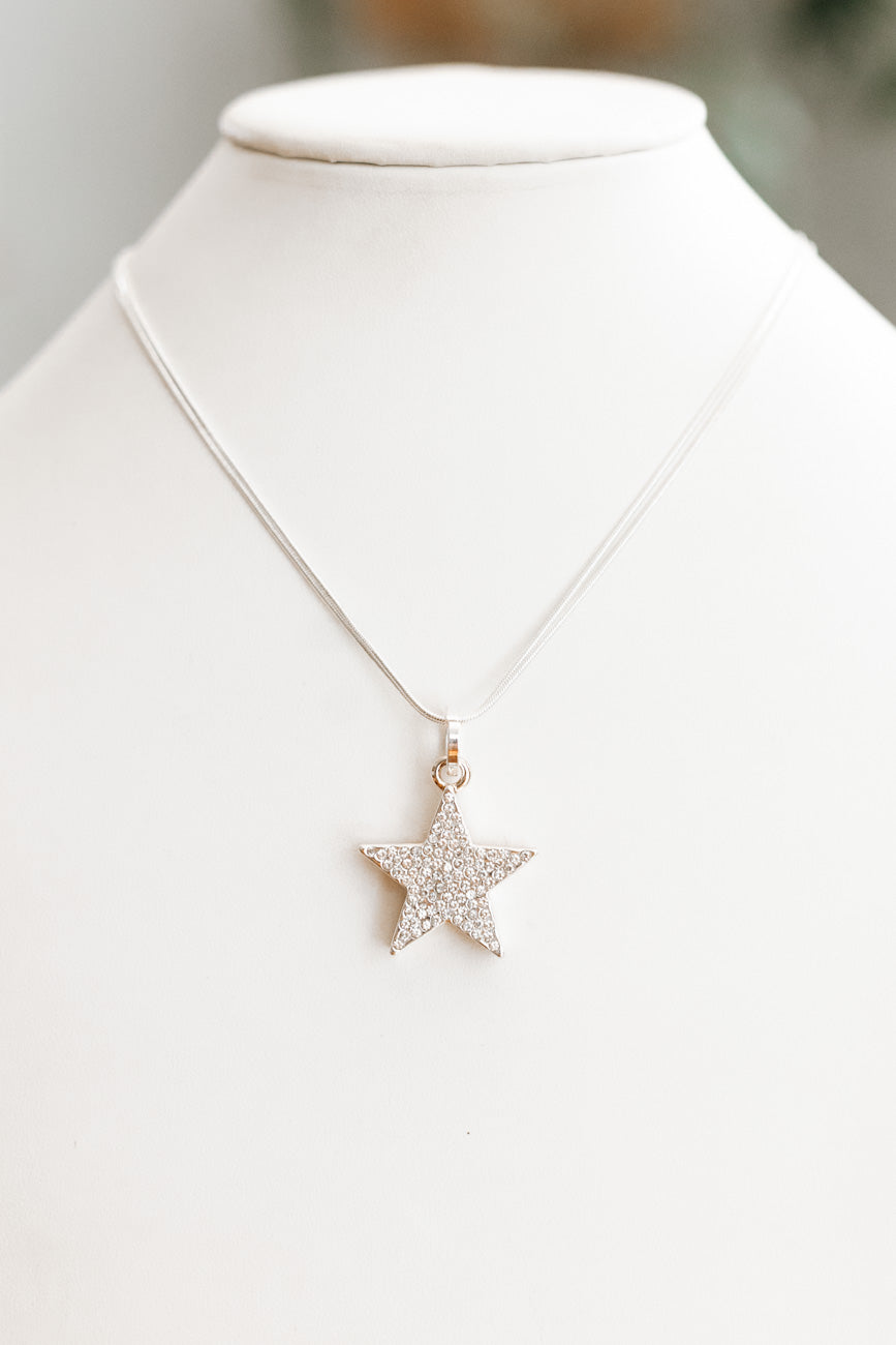 Double Chain Rhinestone Star Necklace