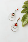 Teardrop Stone Two Open Loop Bottom Earring