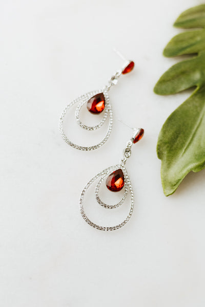 Teardrop Stone Two Open Loop Bottom Earring