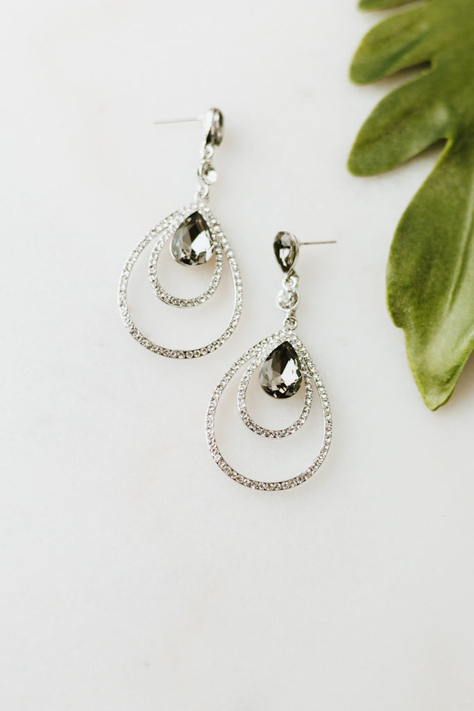 Teardrop Stone Two Open Loop Bottom Earring