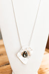 Folded Metal with Teardrop Stone Necklace