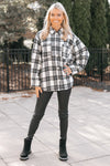 Rhinestone Trim Plaid Shacket