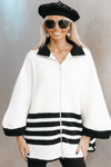 Striped Zip-Up Knit Poncho