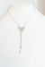 Short Double Rhinestone Dragonfly Lariat Necklace