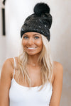 All Over Sequin Pom Beanie