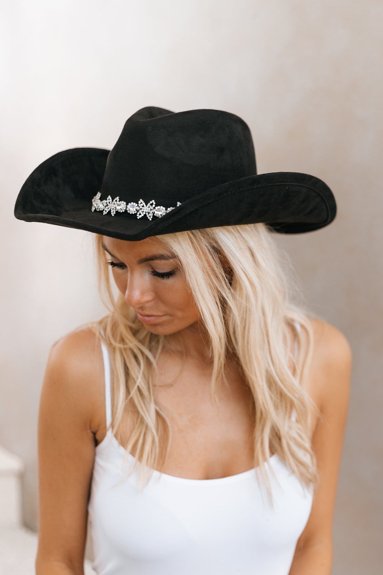 Butterfly Rhinestone Trim Cowboy Hat