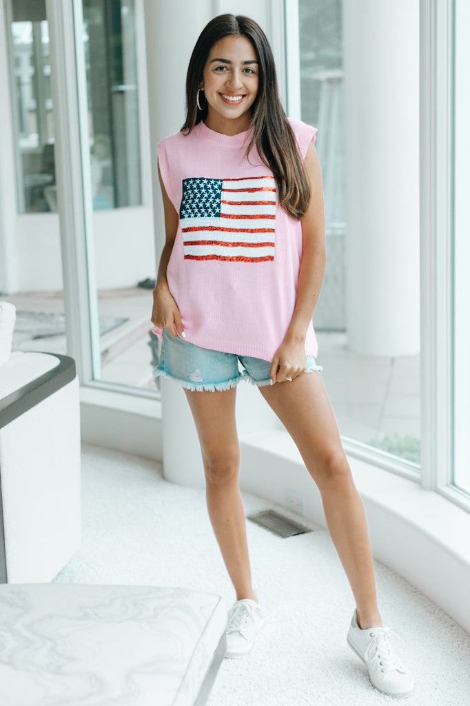 USA Flag Knit Sleeveless Top (SALE)