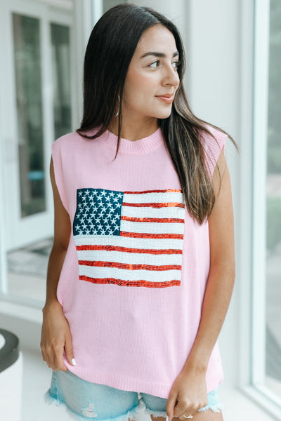 USA Flag Knit Sleeveless Top (SALE)