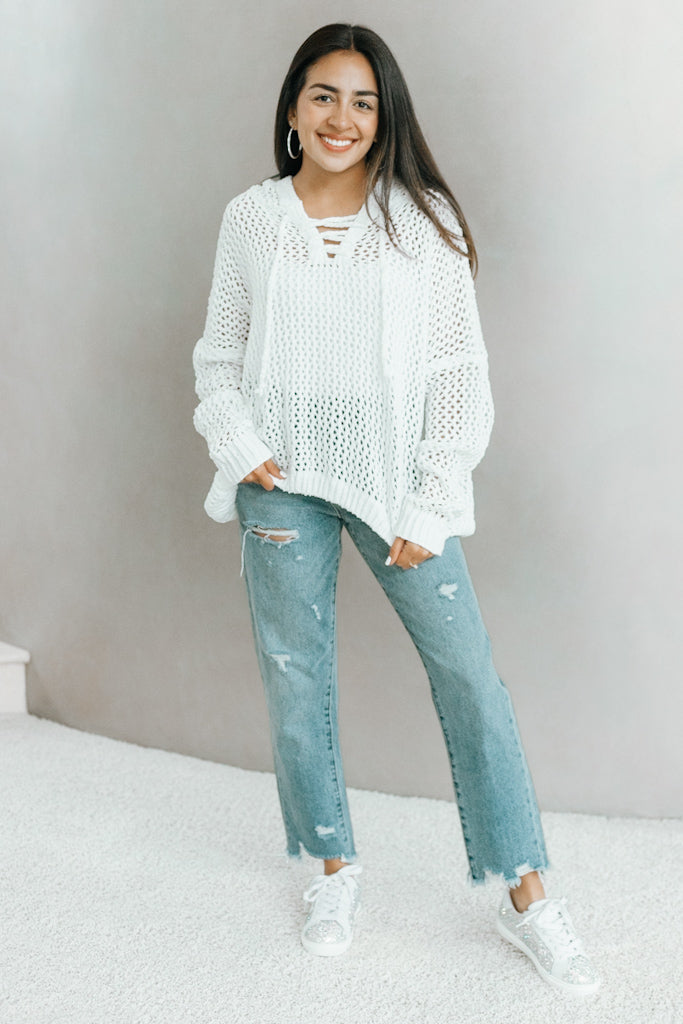 Lace Up Cable Knit Sweater