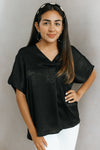 V-Neck Loose Fit Satin Top