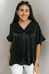 V-Neck Loose Fit Satin Top