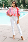 Watercolor Drawstring Sleeve Top (SALE)