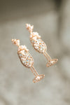 Rhinestone Champagne & Pearls Earrings