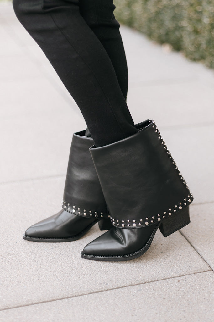 Studded Fold Over Cuff Boots